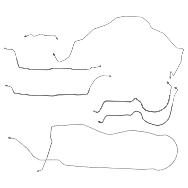 1976-77 Chevrolet El Camino SS Power Disc Brake Line Kit 7pc, OE Steel