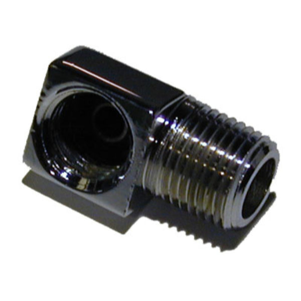 90 deg Elbow, 1/8" Pipe Thread, 3/8"-24 Female Inverted Flare - Chrome