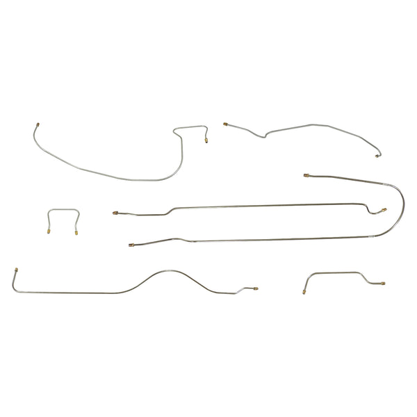 1938 Chevrolet All 112.3" WB w/Straight Front Axle Complete Drum Brake Line Kit 7pc, OE Steel