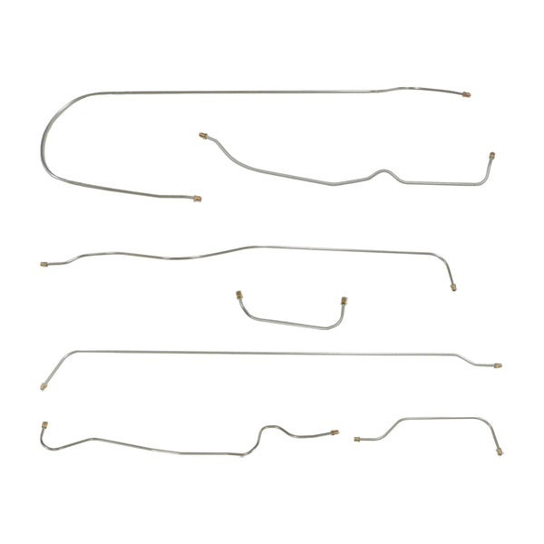 1939 Chevrolet All 112.3" WB Straight Front Axle Drum Brake Line Kit 7pc, OE Steel