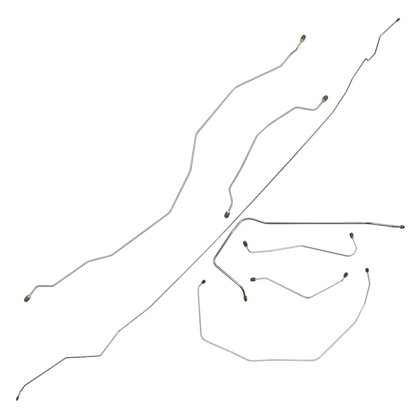 1955 Chevrolet Bel Air w/Single Exhaust Inside Frame Manual Brake Line Kit 7pc, OE Steel (E-13)