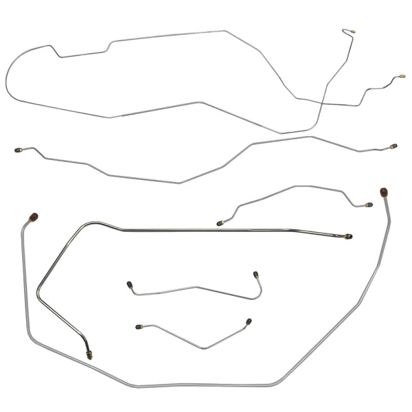 1955 Chevrolet Bel Air w/Dual Exhaust Outside Frame Manual Brake Line Kit 7pc, OE Steel (E-13)
