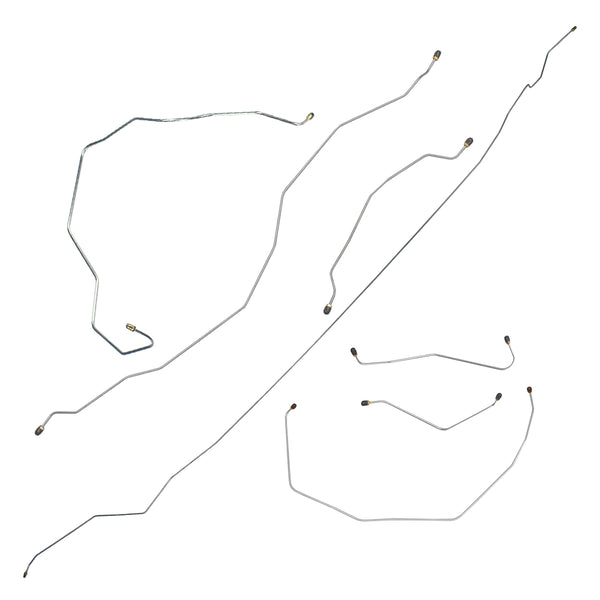 1955 Chevrolet Bel Air w/Single Exhaust Inside Frame Power Brake Line Kit 7pc, OE Steel (E-13)