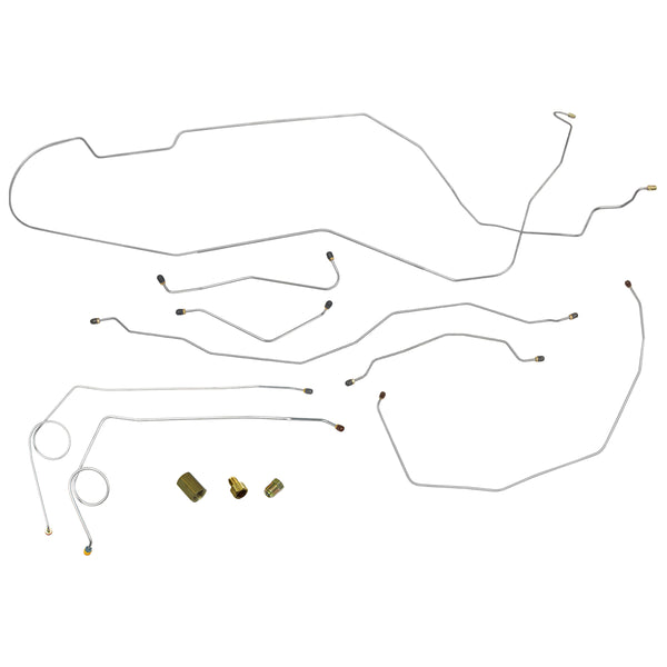 1955-56 Chevrolet Bel Air Conversion To Dual Reservoir Master F to R Runs Outside Frame 9pc, OE Steel