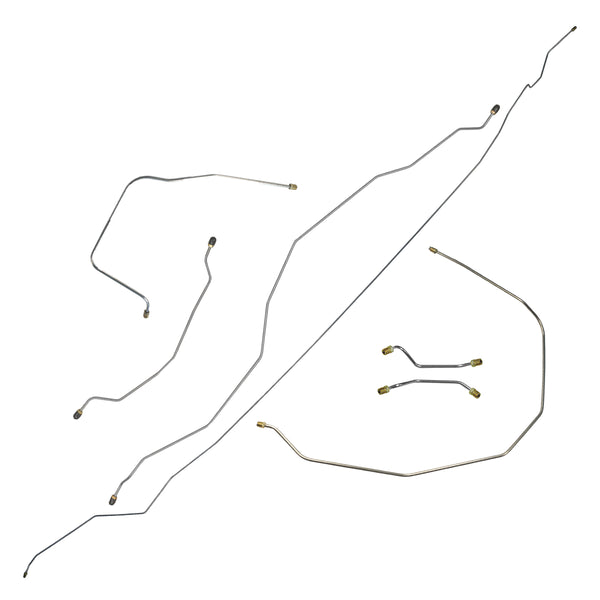1956 Chevrolet Bel Air w/Single Exhaust Inside Frame Manual Brake Line Kit 7pc, OE Steel (E-14)