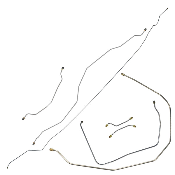 1956 Chevrolet Bel Air Power Brake Line Kit, Single Exhaust - Inside Frame, 7pc - OE Steel