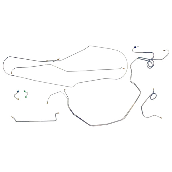 1958-61 Chevrolet Impala w/Valve by M/C (Old Style) Power Disc Conversion Brake Line Kit 8pc, OE Steel