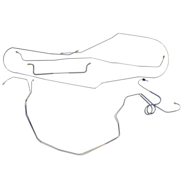 1959-61 Chevrolet Impala Power Drum/Drum Dual Master Conversion Brake Lines, 9pc, OE Steel
