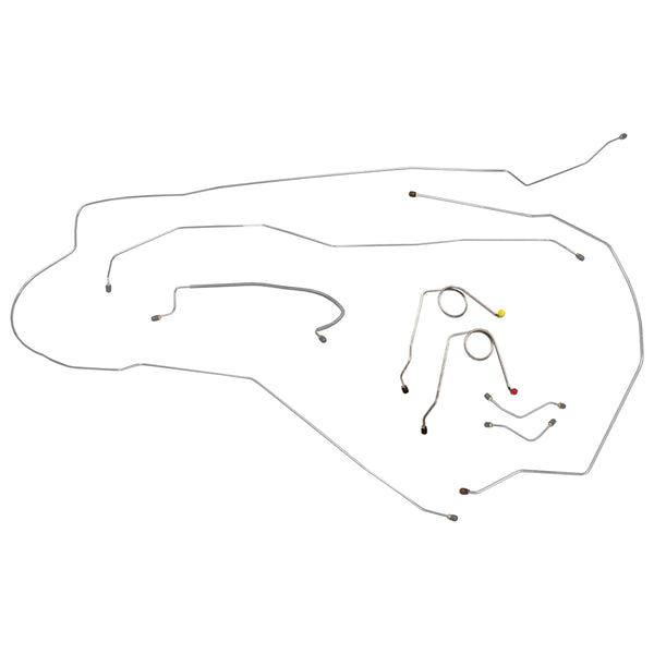 1962-64 Chevrolet Impala Conversion to Dual Master Manual Drum Brake Line Kit 9pc, OE Steel