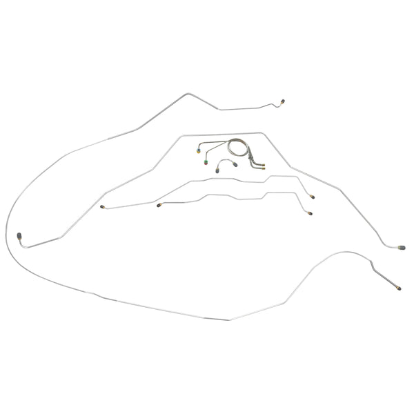1965 Chevrolet Impala Hardtop Manual Drum Conversion to Dual Master Brake Line Kit 7pc, OE Steel
