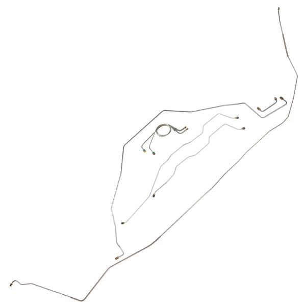 1966 Chevrolet Impala Complete Manual Drum Brake Line Kit Dual Master Conversion 7pc, Conv, OE Steel