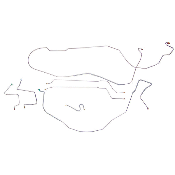 1967-68 Chevrolet Impala Inline 6CYL (Rear of Crossmember) Hardtop Manual Drum Brake Line Kit 7pc, OE Steel
