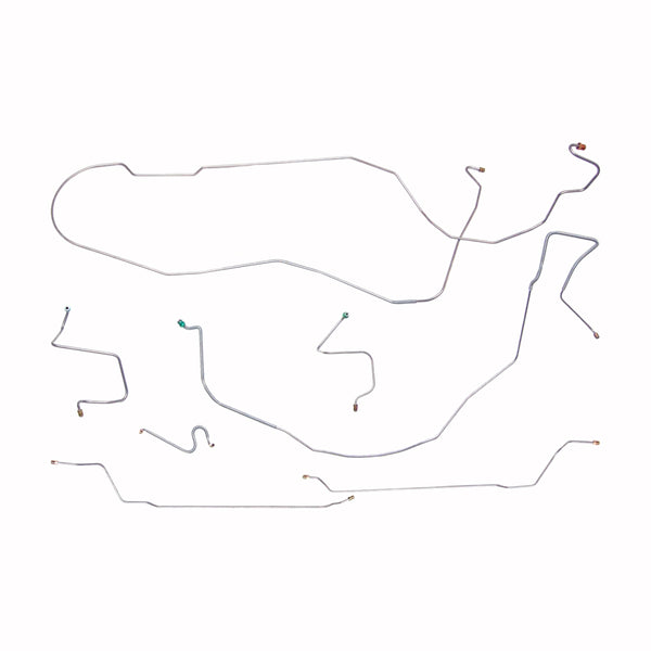 1967-68 Chevrolet Impala Inline 6CYL (Rear of Crossmember) Hardtop Power Drum Brake Line Kit 7pc, OE Steel