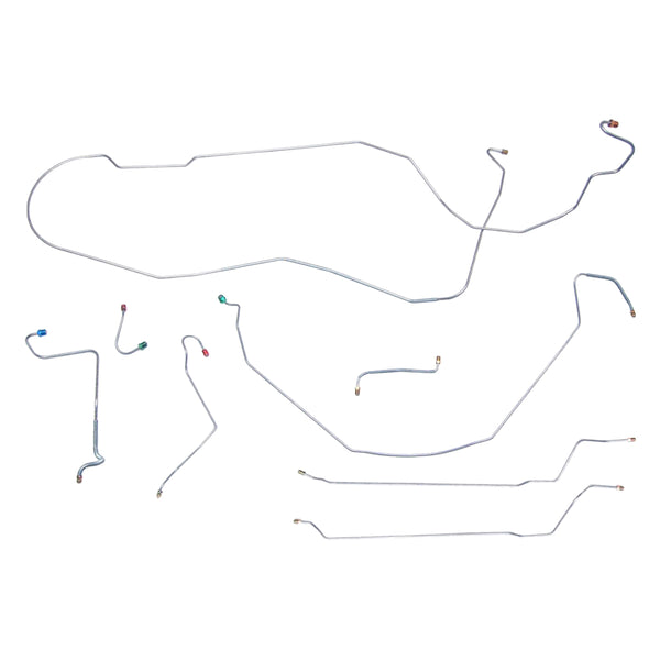 1967-68 Chevrolet Impala Inline 6CYL (Rear of Crossmember) Hardtop Power Disc Brake Line Kit 8pc, OE Steel