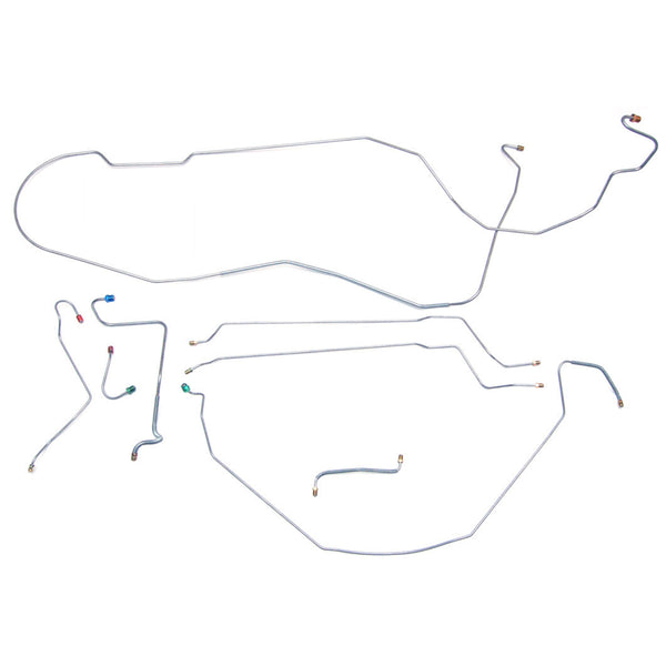 1967-68 Chevrolet Impala Inline 6CYL (Rear of Crossmember) Convertible Power Disc Brake Line Kit 8pc, OE Steel