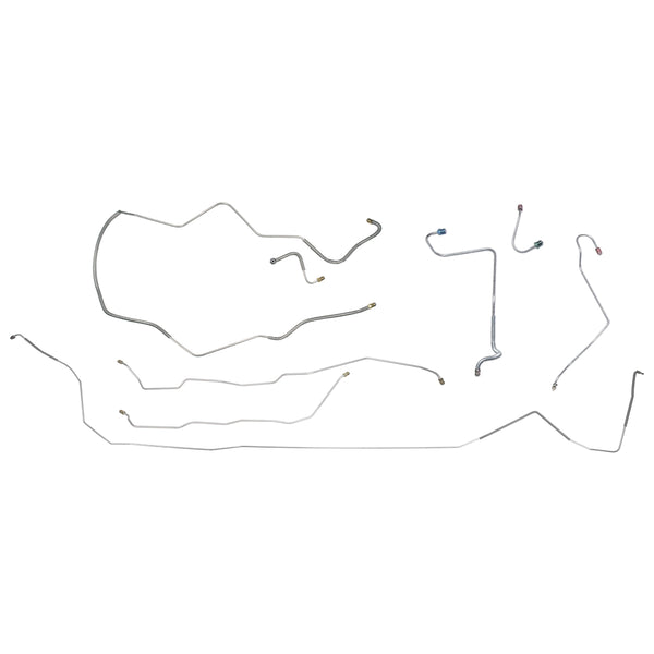 1967-68 Chevrolet Impala V8 (Front of Crossmember) Hardtop Power Disc Brake Line Kit 8pc, OE Steel