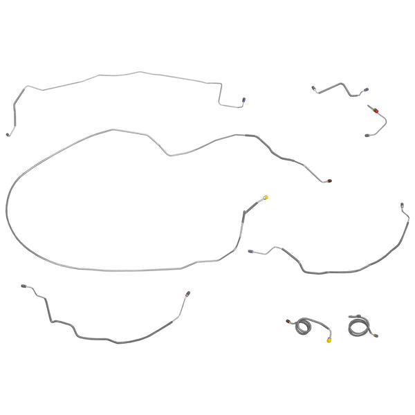 1971-76 Chevrolet Impala Convertible Power Disc Brake Line Kit 7pc, OE Steel