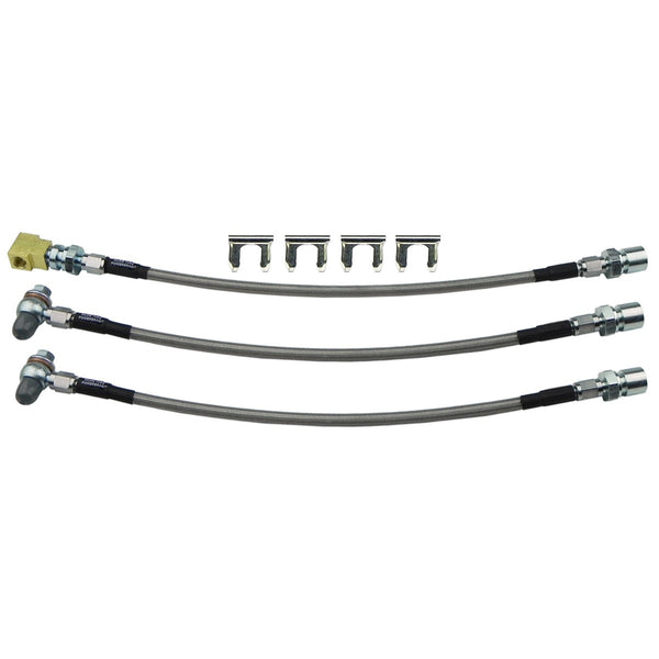1964-65 Chevelle Cutlass Lemans Skylark 7/16 Banjo Disc Brake Stainless Braided Brake Hose Kit 3pc