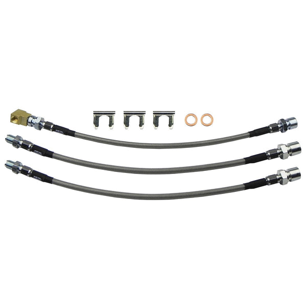 1966-67 Chevelle Lemans Cutlass Skylark Drum Brake Stainless Braided Brake Hose Kit 3pc