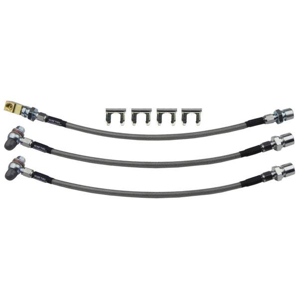 1966-67 Chevrolet Chevelle Oldsmobile Cutlass Pontiac Lemans Buick Special 7/16-20 Banjo Stainless Braided Brake Hose Kit 3pc