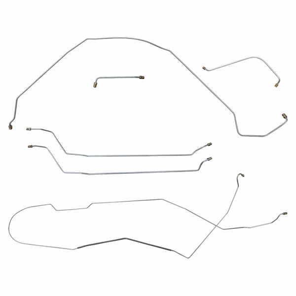 1964 Chevrolet Chevelle Malibu Complete Power Drum Brake Line Kit 6pc, HDT, OE Steel