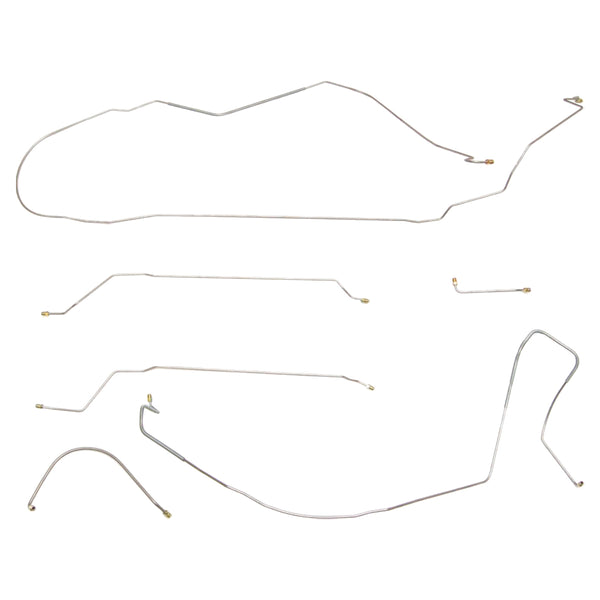 1965 Chevrolet Chevelle Malibu Complete Manual Drum Brake Line Kit 6pc, Convertible, OE Steel
