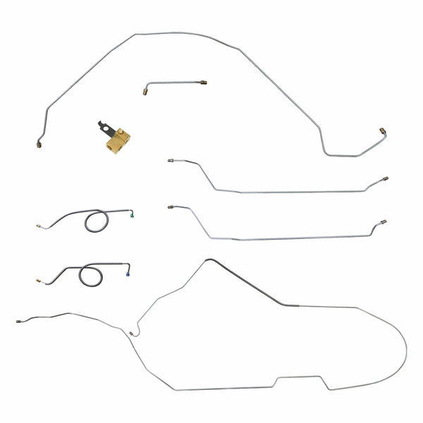 1965 Chevrolet Chevelle/Malibu/SS Hardtop (w/Block Mounted in Stock Location) Power Disc Brake Conversion Brake Line Kit 8pc, OE Steel