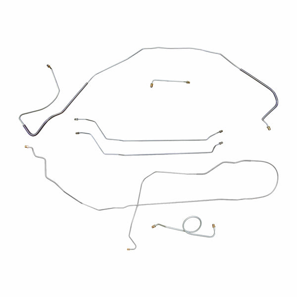 1966 Chevrolet Chevelle Malibu SS Complete Manual Drum Brake Line Kit 6pc, Conv, SS Only, OE Steel