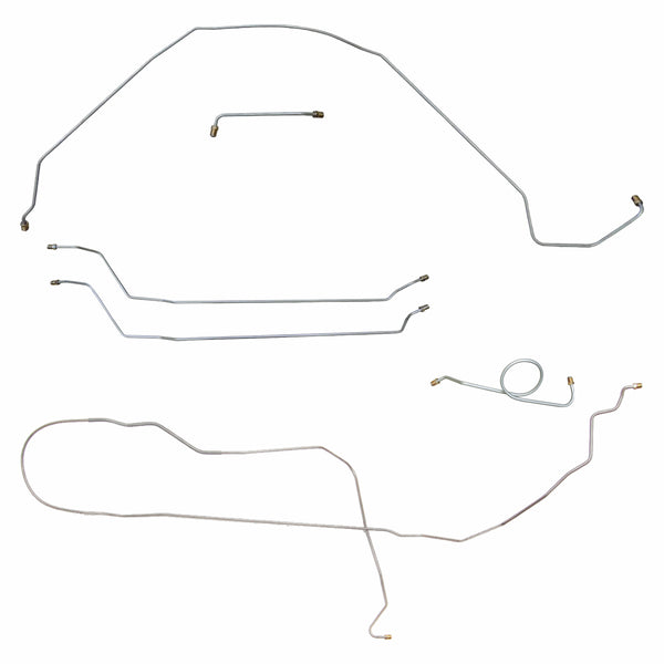 1966 Chevrolet Chevelle Malibu Complete Manual Drum Brake Line Kit 6pc, Conv, OE Steel