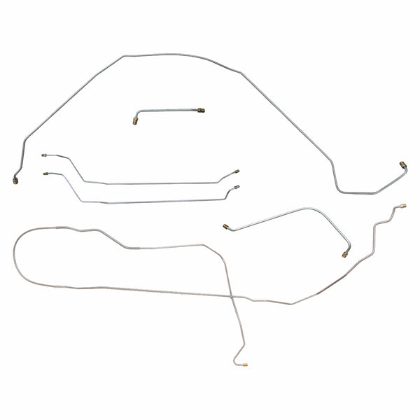 1966 Chevrolet Chevelle Malibu Complete Power Drum Brake Line Kit 6pc, Convertible, OE Steel