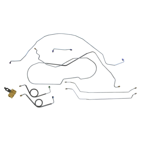 1966 Chevrolet Chevelle Malibu Non SS Complete Disc Brake Conversion Manual Disc Brake Line Kit 8pc Hardtop, Block in Stock Location OE Steel