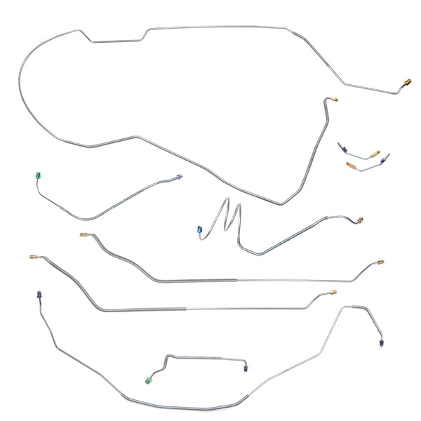 1968 Chevrolet Chevelle SS (Only) Hardtop Manual Drum Brake Line Kit w/Wheel Lines 9pc, OE Steel