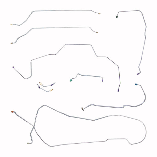 1968 Chevrolet Chevelle/Malibu Non-SS (Only) Hardtop Power Drum Brake Line Kit 7pc, OE Steel
