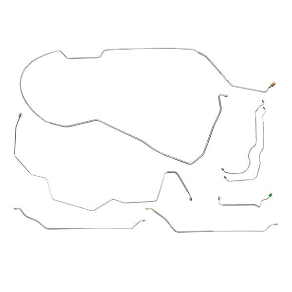 1968 Chevrolet Chevelle/Malibu Non-SS (Only) Hardtop Manual Drum Brake Line Kit 7pc, OE Steel