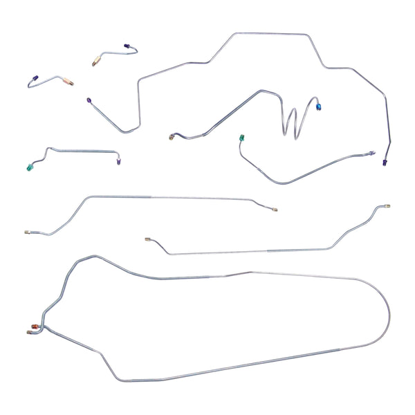 1968 Chevrolet Chevelle/Malibu Non-SS (Only) Convertible Manual Drum Brake Line Kit w/Wheel Lines 9pc, OE Steel