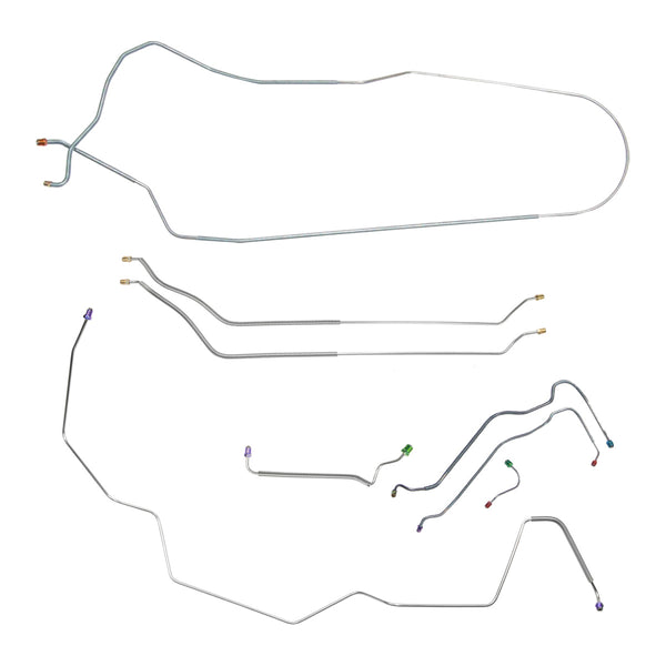 1968 Chevrolet Chevelle/Malibu Non-SS (Only) Convertible Power Disc Brake Line Kit 8pc, OE Steel