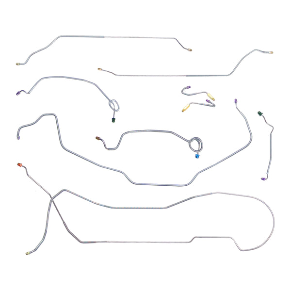 1969 Chevrolet Chevelle/Malibu/SS Hardtop Manual Drum Brake Line Kit w/Wheel Lines 9pc, OE Steel