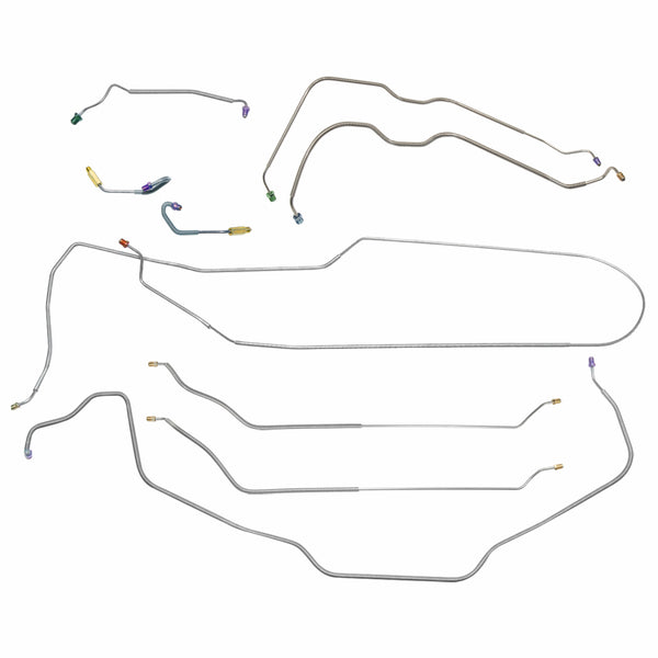 1969 Chevrolet Chevelle/Malibu/SS Convertible Power Drum Brake Line Kit w/Wheel Lines 9pc, OE Steel