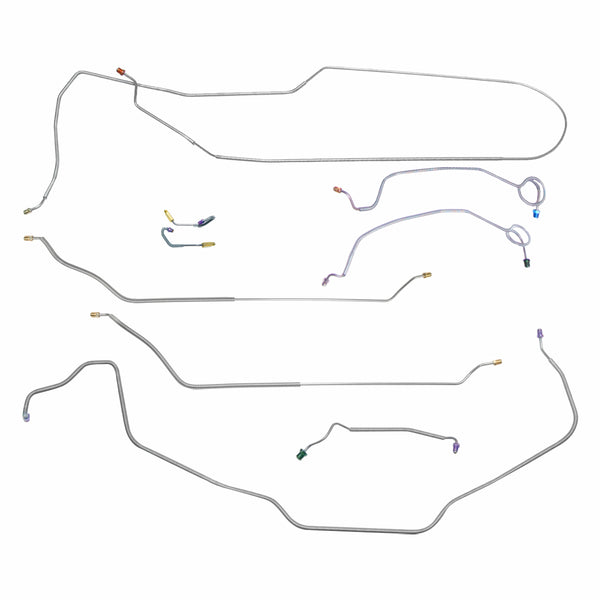 1969 Chevrolet Chevelle/Malibu/SS Convertible Manual Drum Brake Line Kit w/Wheel Lines 9pc, OE Steel