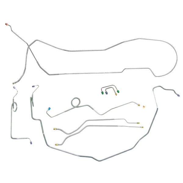 1969-72 Chevrolet Chevelle Malibu SS Hardtop Four-Wheel Power Disc Brake Conversion Line Kit 8pc, OE Steel