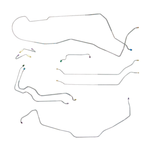 1971-72 Chevrolet Chevelle/Malibu/SS Hardtop Power Drum Brake Line Kit w/Wheel Lines 9pc, OE Steel