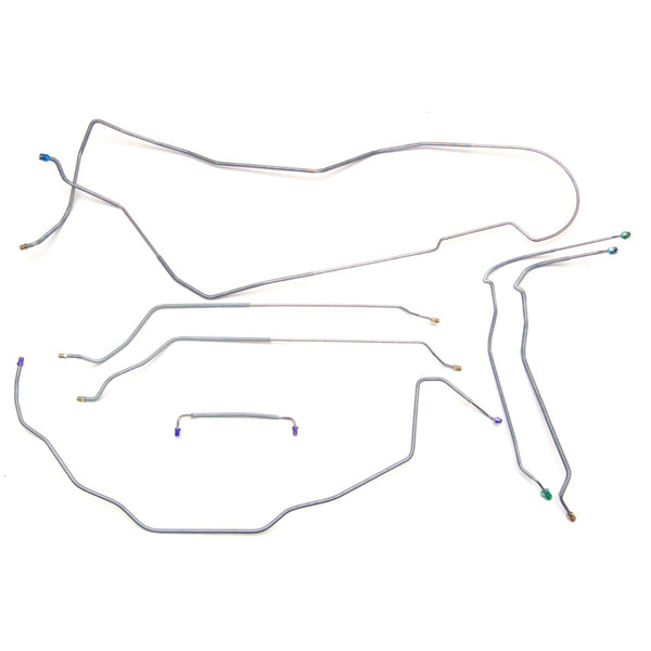 1971-72 Chevrolet Chevelle Malibu SS Hardtop Power Disc Complete Brake Line Kit 7pc, OE Steel