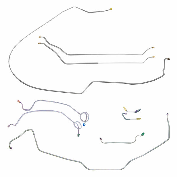 1971-72 Chevrolet Chevelle Malibu SS Complete Manual Drum Brake Line Kit 9pc, Conv, OE Steel