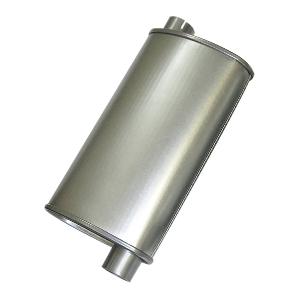 1968-72 Offset 21" Muffler Body Each 2-1/2" Inlet, 2" Outlet - Stock