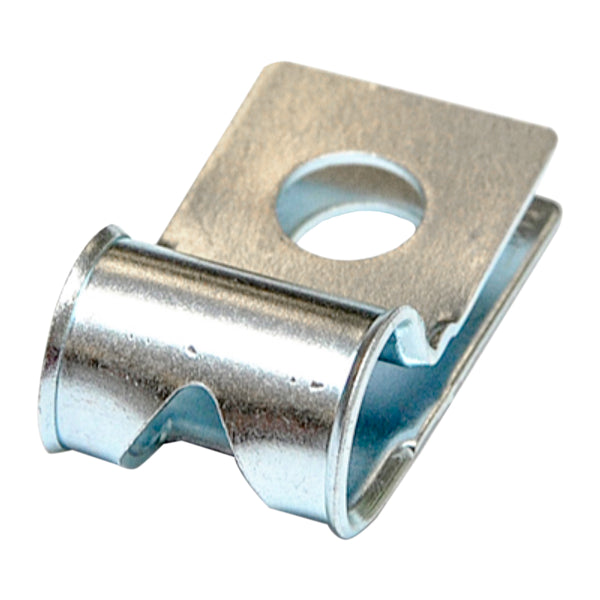 Brake and Fuel Line Clip Single R Style 3/8" No Tab Silver Zinc 1pc