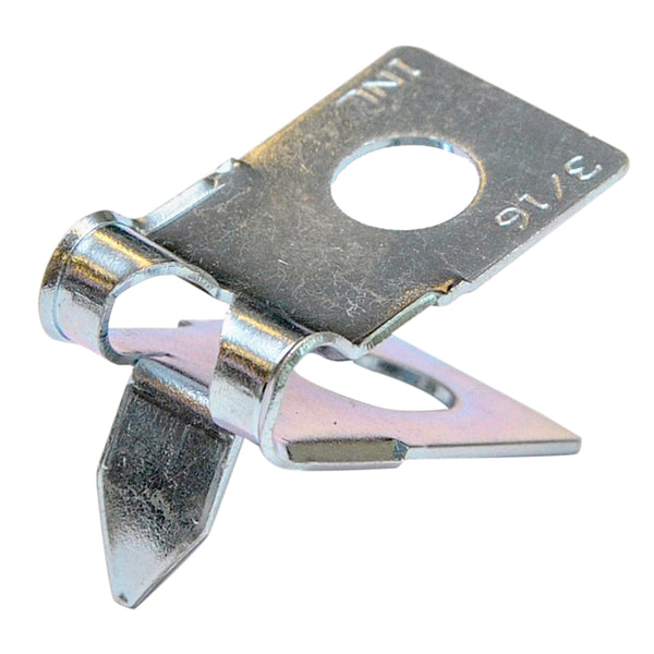 Brake and Fuel Line Clip Single R Style with Tab Silver Zinc 1pc