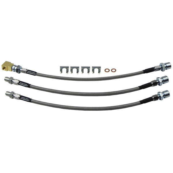 1966-67 Chevrolet Chevy II Drum Brakes Stainless Braided Brake Hose Kit 3pc