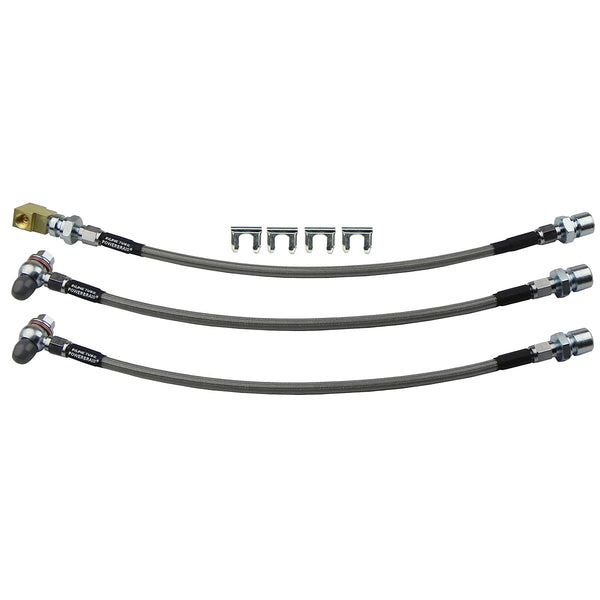 1966-67 Chevrolet Nova 7/16 Banjo Disc Brake Conversion Stainless Braided Brake Hose Kit 3pc