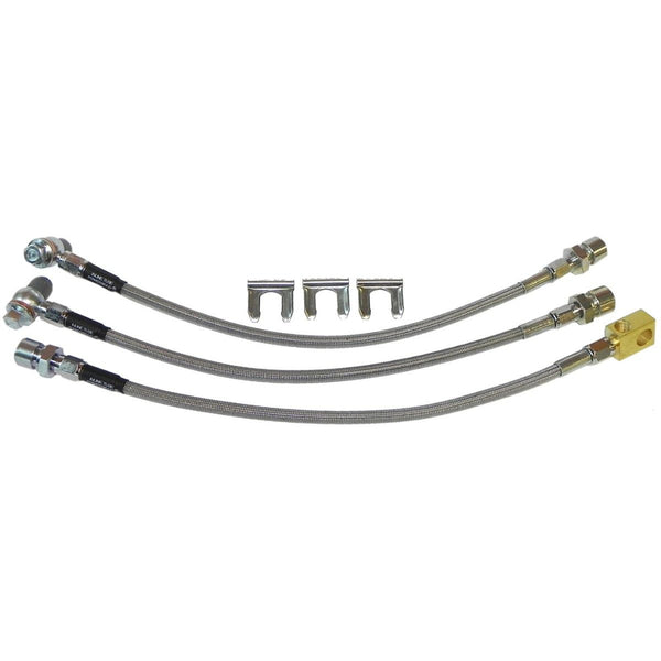 1970-74 GM X-body Nova Front Disc/Rear Drum 3 Hose Kit 6pc, Stainless