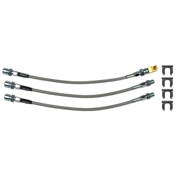 1968 Chevrolet Chevy II Front Drum Stainless Braided Brake Hose Kit 3pc